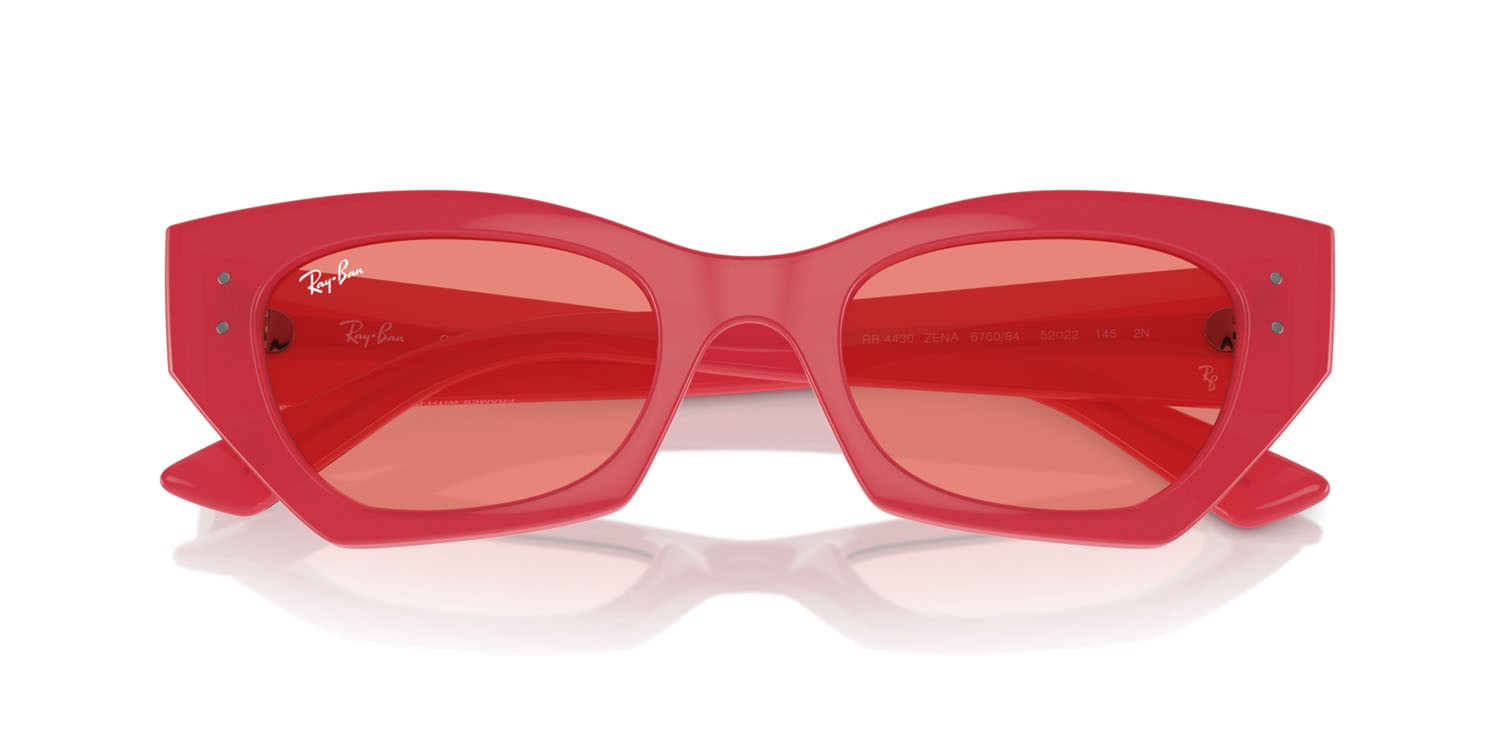 Occhiali da sole Ray-Ban Zena RB 4430 (676084) colore rosso ciliegia forma irregolare lenti rosa