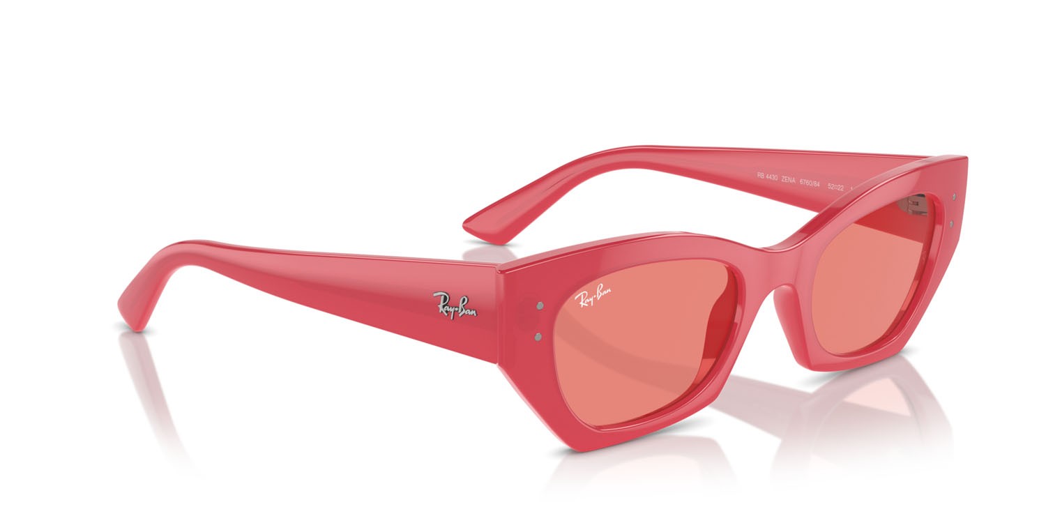 Occhiali da sole Ray-Ban Zena RB 4430 (676084) colore rosso ciliegia forma irregolare lenti rosa