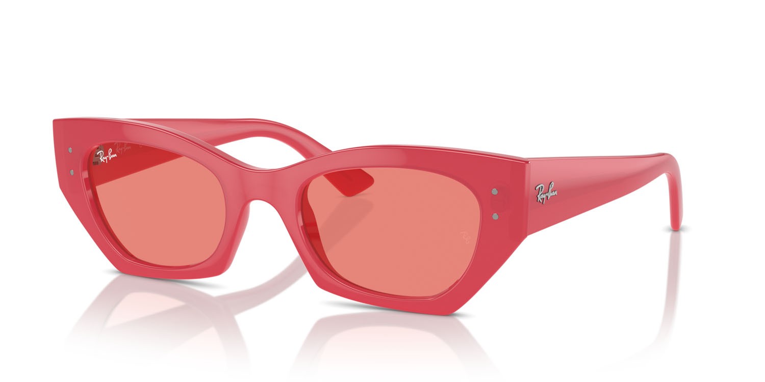 Occhiali da sole Ray-Ban Zena RB 4430 (676084) colore rosso ciliegia forma irregolare lenti rosa