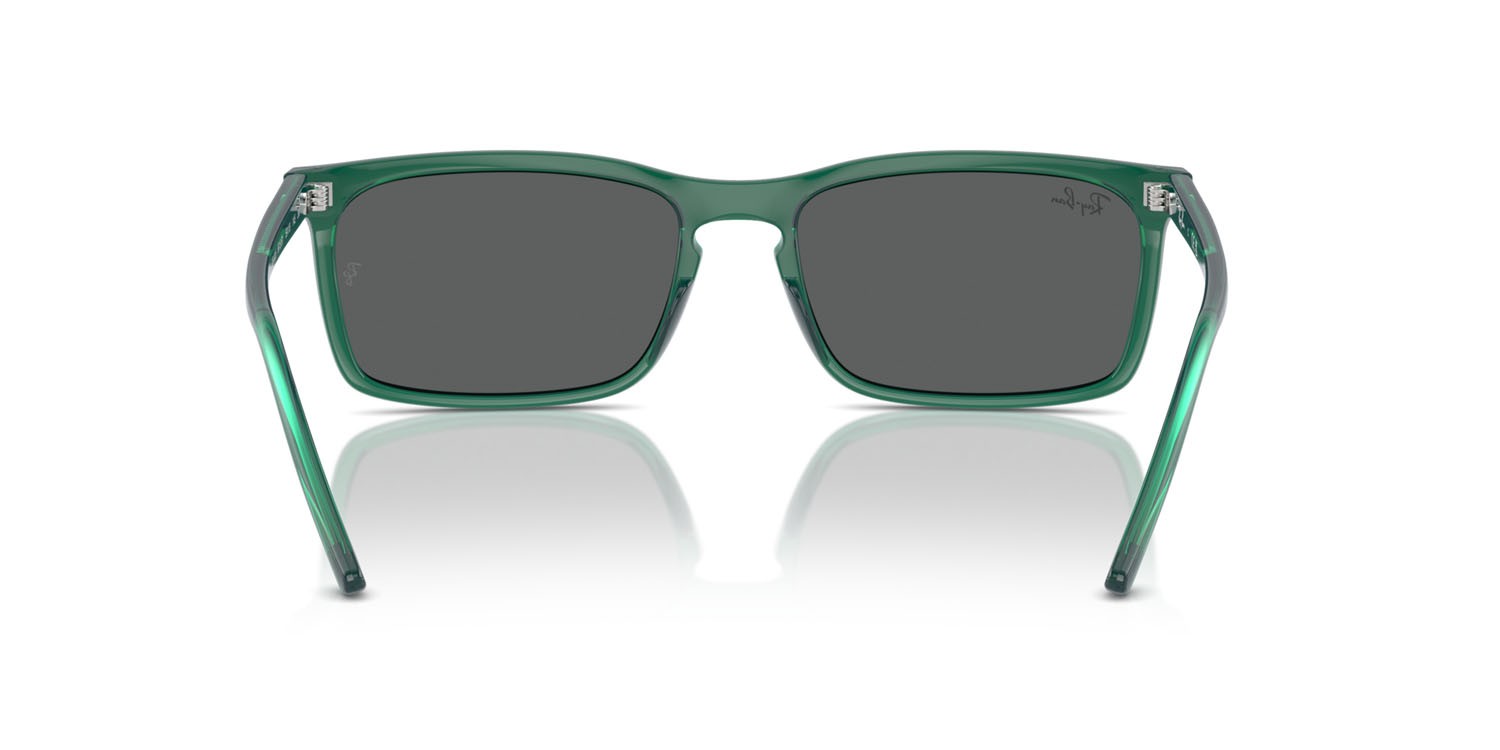 Occhiali da sole Ray-Ban RB 4435 (6615B1) colore verde trasparente forma rettangolare lenti grigio scuro