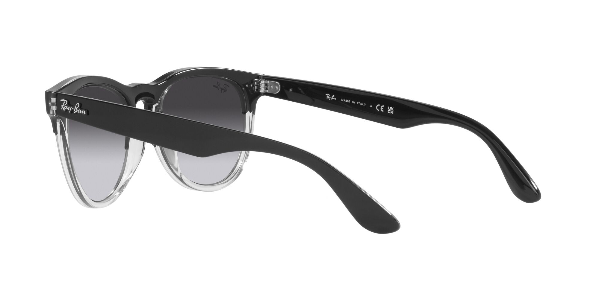 Sonnenbrillen Ray-Ban Iris RB 4471 (66308G) farbe nero su trasparente form pantos gläser blu sfumato grigio