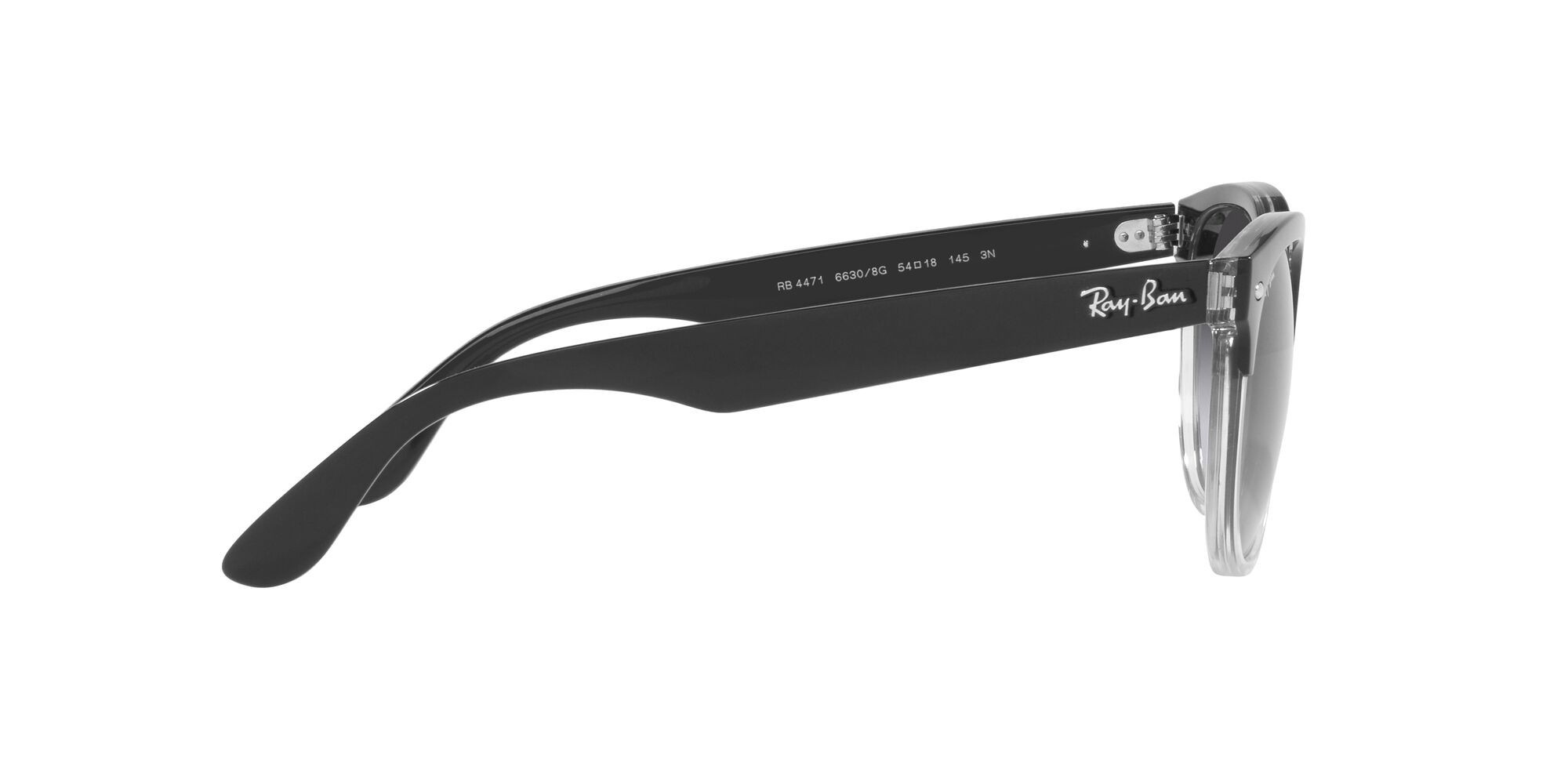 Sonnenbrillen Ray-Ban Iris RB 4471 (66308G) farbe nero su trasparente form pantos gläser blu sfumato grigio