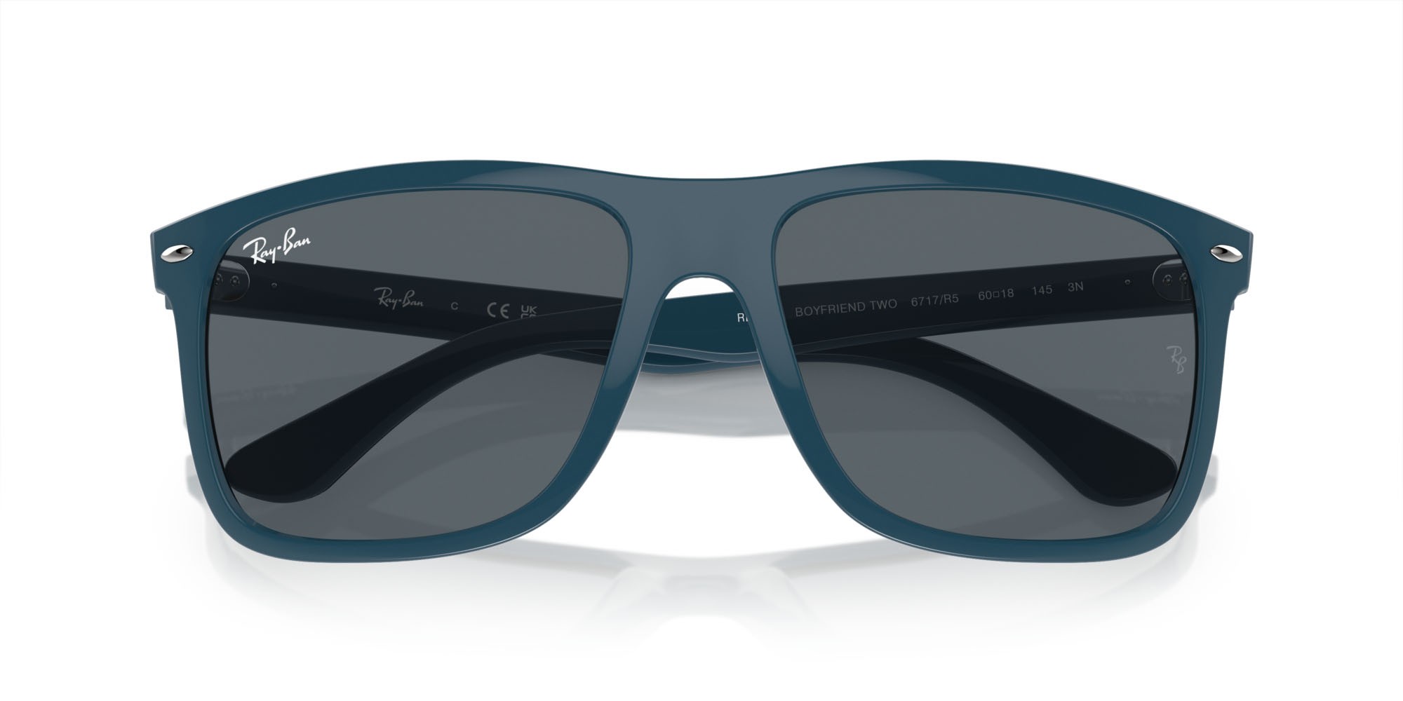 Occhiali da sole Ray-Ban Boyfriend Two RB 4547 (6717R5) colore blu forma quadrato lenti blu