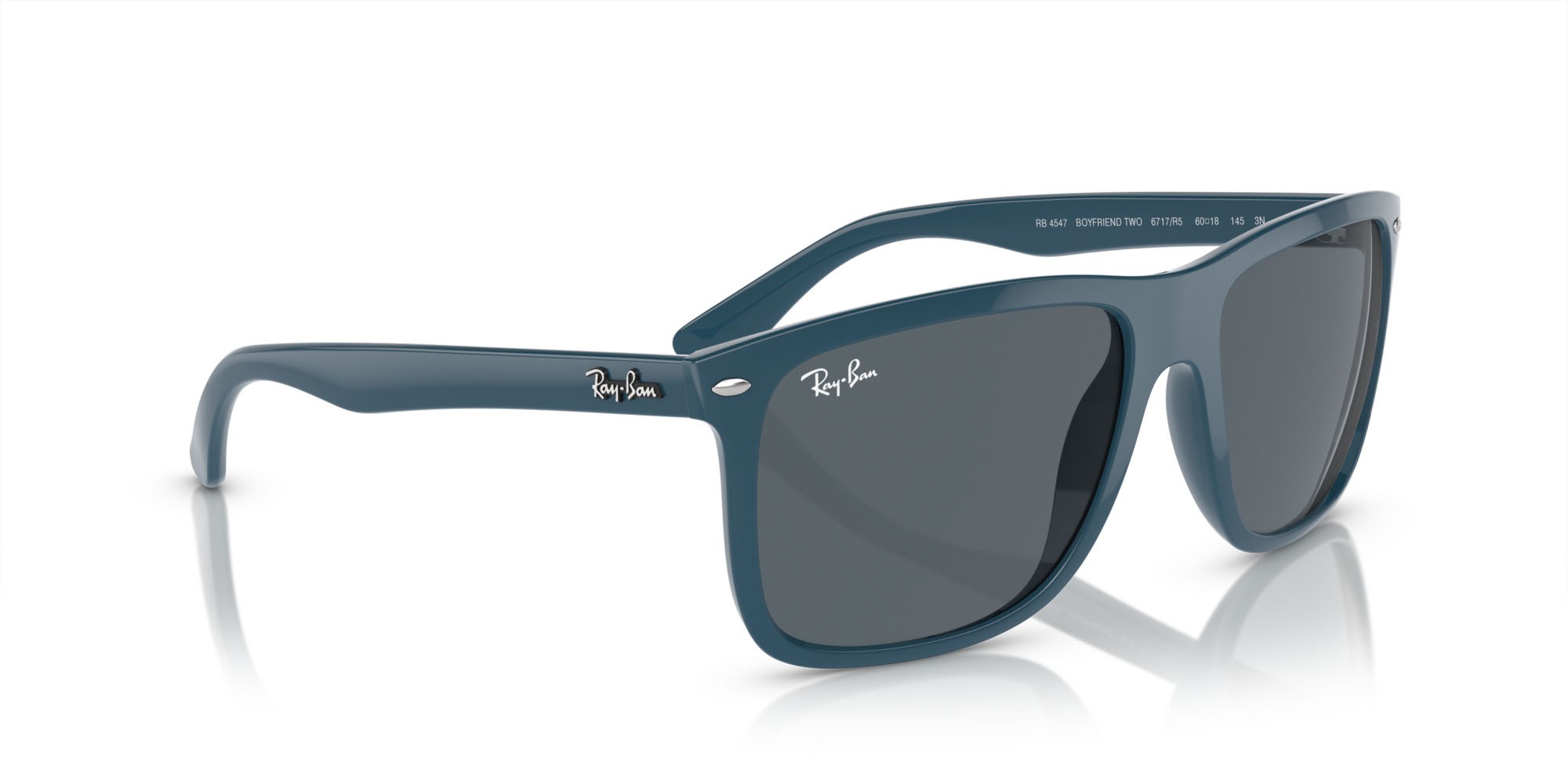 Occhiali da sole Ray-Ban Boyfriend Two RB 4547 (6717R5) colore blu forma quadrato lenti blu