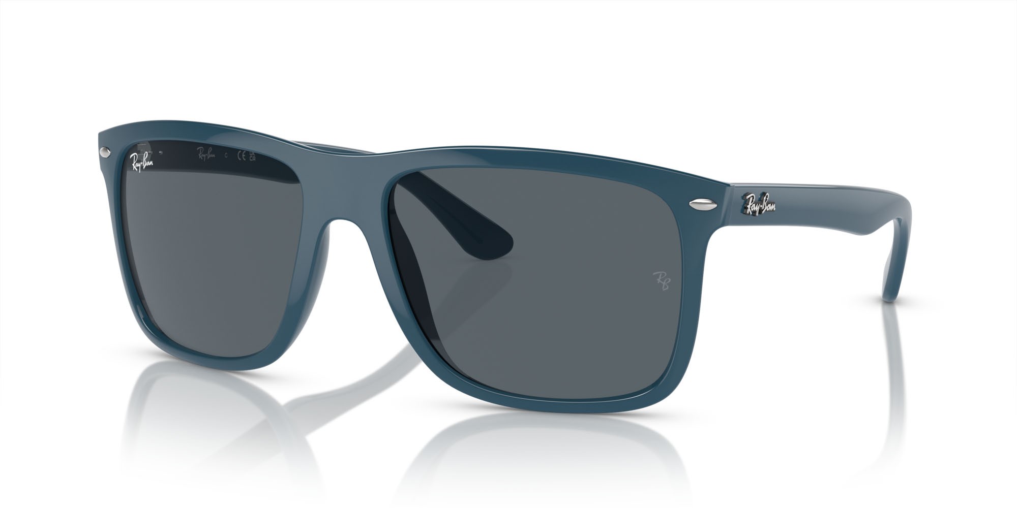 Occhiali da sole Ray-Ban Boyfriend Two RB 4547 (6717R5) colore blu forma quadrato lenti blu