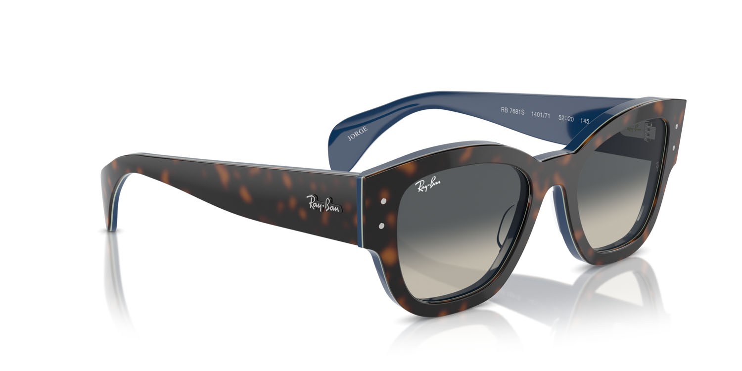 Sonnenbrillen Ray-Ban Jorge RB 7681S (140171) farbe havana grey on blue form quadratisch gläser grigio