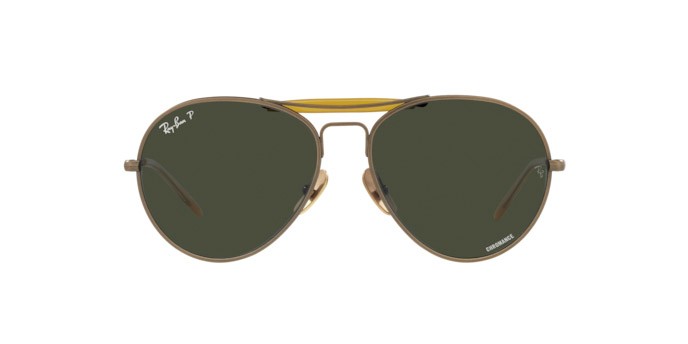 Sonnenbrillen Ray-Ban Titanium Chromance RB 8063 (9207P1) farbe demi gloss antique gold form aviator gläser polar dark green