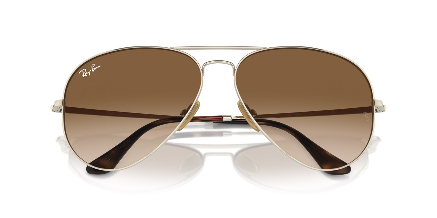 Occhiali da sole Ray-Ban Aviator Titanium RB 8089 (926551) colore oro forma aviator lenti clear & brown