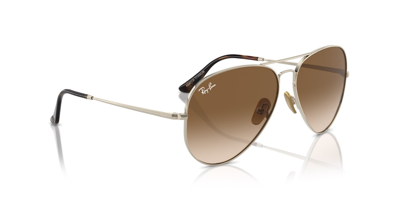 Occhiali da sole Ray-Ban Aviator Titanium RB 8089 (926551) colore oro forma aviator lenti clear & brown