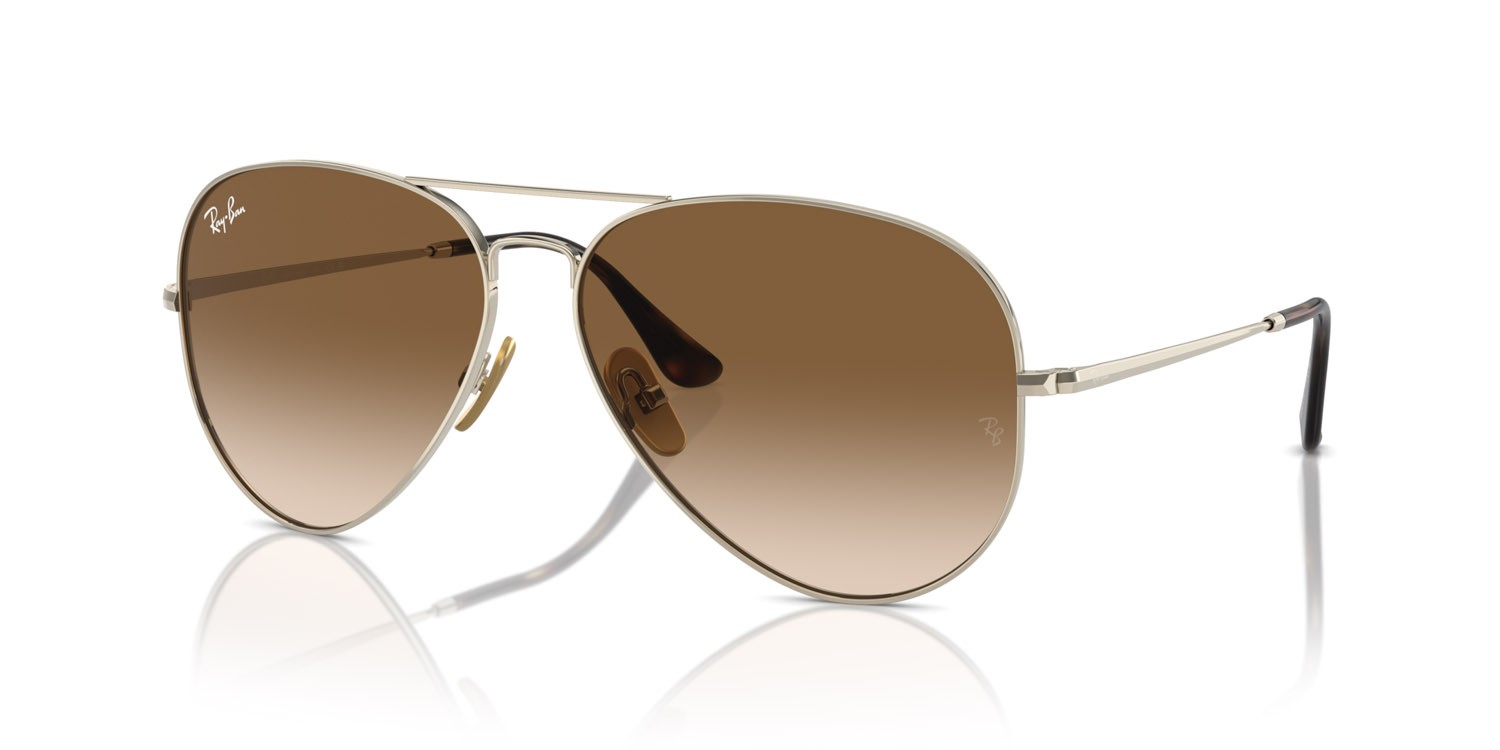 Occhiali da sole Ray-Ban Aviator Titanium RB 8089 (926551) colore oro forma aviator lenti clear & brown