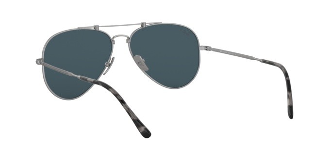 Sonnenbrillen Ray-Ban Aviator Titanium RB 8125M (9165) farbe silver demishiny form aviator gläser polar blue mirror gold ar