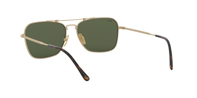 Occhiali da sole Ray-Ban Caravan Titanium RB 8136 (913658) colore brusched demi gloss white gold forma quadrato lenti green