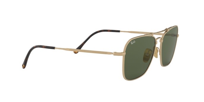 Occhiali da sole Ray-Ban Caravan Titanium RB 8136 (913658) colore brusched demi gloss white gold forma quadrato lenti green