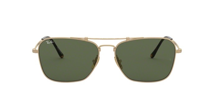 Occhiali da sole Ray-Ban Caravan Titanium RB 8136 (913658) colore brusched demi gloss white gold forma quadrato lenti green