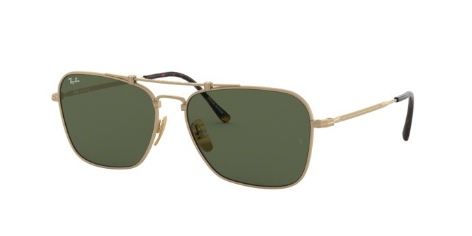 Occhiali da sole Ray-Ban Caravan Titanium RB 8136 (913658) colore brusched demi gloss white gold forma quadrato lenti green