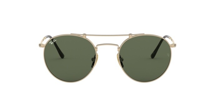 Sonnenbrillen Ray-Ban Round Titanium RB 8147 (913658) farbe brusched demi gloss white gold form rund gläser green