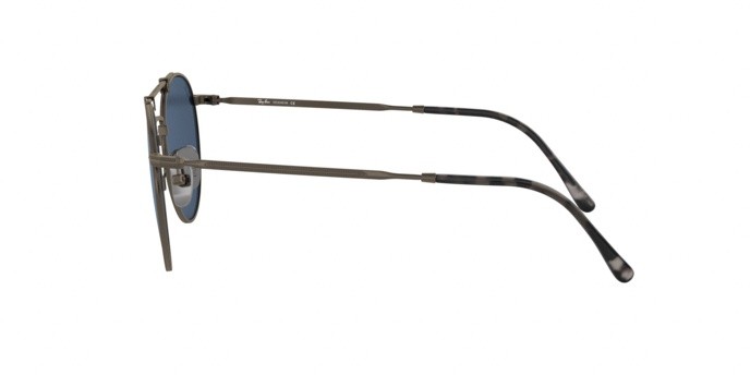 Sunglasses Ray-Ban Round Titanium RB 8147 (9138T0) color demi gloss pewter shape round lenses dark blue