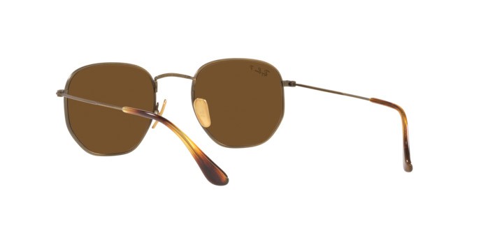 Occhiali da sole Ray-Ban Hexagonal Titanium RB 8148 (920757) colore demigloss antique gold forma irregolare lenti polar brown