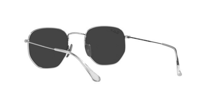 Occhiali da sole Ray-Ban Hexagonal Titanium RB 8148 (920948) colore silver forma irregolare lenti polar black