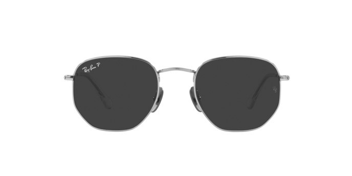 Occhiali da sole Ray-Ban Hexagonal Titanium RB 8148 (920948) colore silver forma irregolare lenti polar black