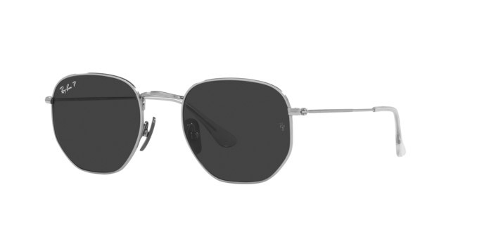 Occhiali da sole Ray-Ban Hexagonal Titanium RB 8148 (920948) colore silver forma irregolare lenti polar black