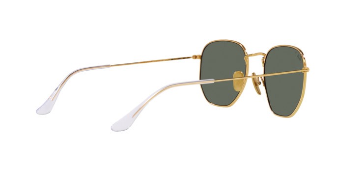 Occhiali da sole Ray-Ban Hexagonal Titanium RB 8148 (921658) colore legend gold forma irregolare lenti polar green