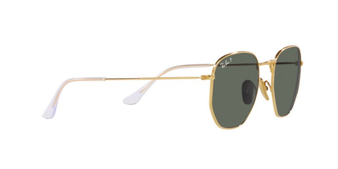 Occhiali da sole Ray-Ban Hexagonal Titanium RB 8148 (921658) colore legend gold forma irregolare lenti polar green