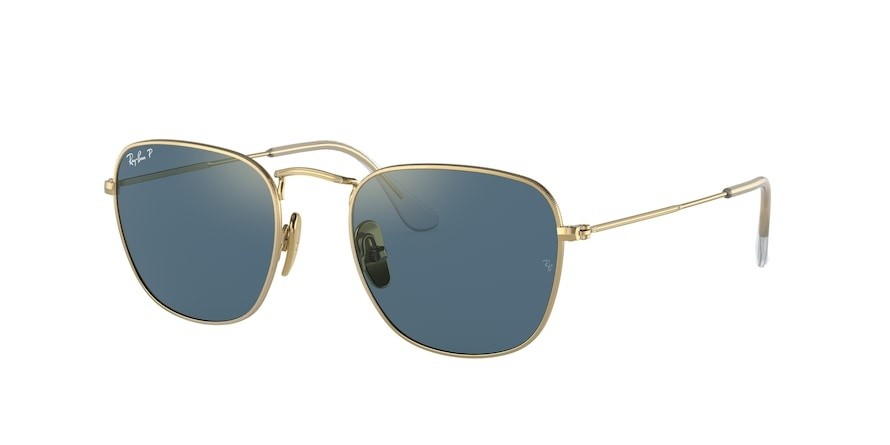 Sonnenbrillen Ray-Ban Frank Titanium RB 8157 (9217T0) farbe demigloss brushed gold form quadratisch gläser polar blue mirror gold