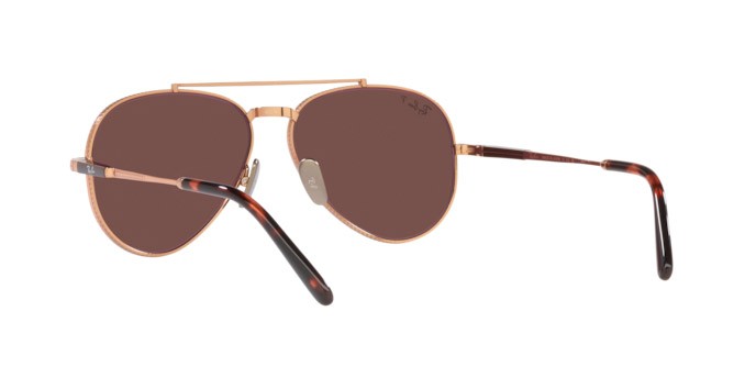 Sonnenbrillen Ray-Ban Aviator Titanium RB 8225 (3140AF) farbe rose gold form aviator gläser polar dark violet