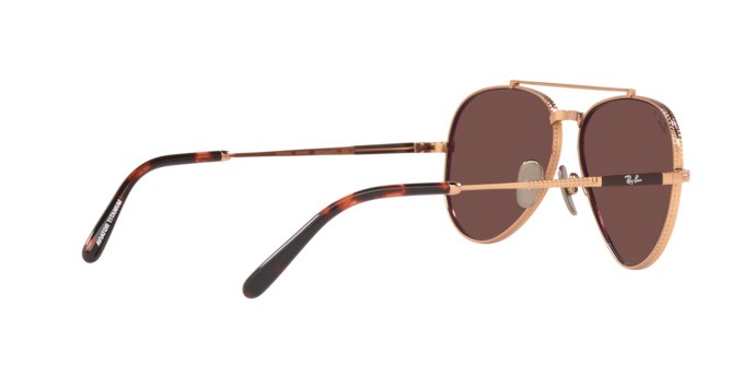 Sonnenbrillen Ray-Ban Aviator Titanium RB 8225 (3140AF) farbe rose gold form aviator gläser polar dark violet