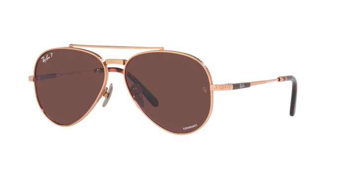 Sonnenbrillen Ray-Ban Aviator Titanium RB 8225 (3140AF) farbe rose gold form aviator gläser polar dark violet