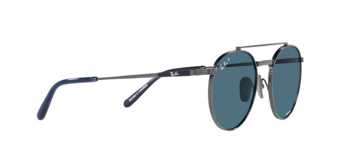 Sonnenbrillen Ray-Ban Round II Titanium RB 8237 (3142S2) farbe gunmetal form unregelmäßig gläser polar blue