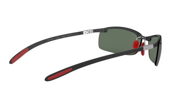 Sonnenbrillen Ray-Ban Scuderia Ferrari Collection RB 8305M (F00571) farbe dark carbon form quadratisch gläser dark green