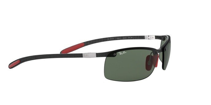 Sonnenbrillen Ray-Ban Scuderia Ferrari Collection RB 8305M (F00571) farbe dark carbon form quadratisch gläser dark green