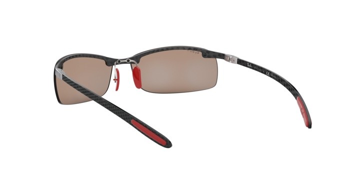Sonnenbrillen Ray-Ban Scuderia Ferrari Collection RB 8305M (F005H0) farbe shiny dark carbon form quadratisch gläser grey mir blue polar