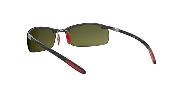 Sonnenbrillen Ray-Ban Scuderia Ferrari Collection RB 8305M (F005H1) farbe dark carbon form quadratisch gläser green mir silver polar
