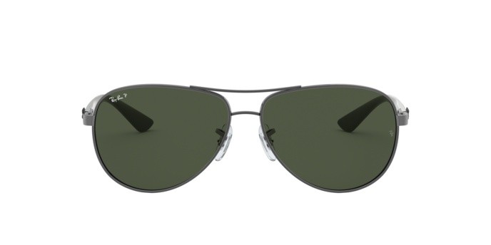 Occhiali da sole Ray-Ban Carbon Fibre RB 8313 (004/N5) colore gunmetal forma aviator lenti polar green ar