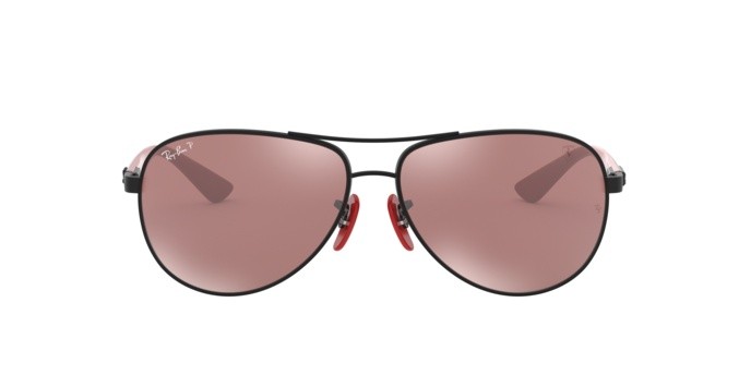 Sonnenbrillen Ray-Ban Scuderia Ferrari Collection RB 8313M (F002H2) farbe matte black form aviator gläser purple mir silver polar