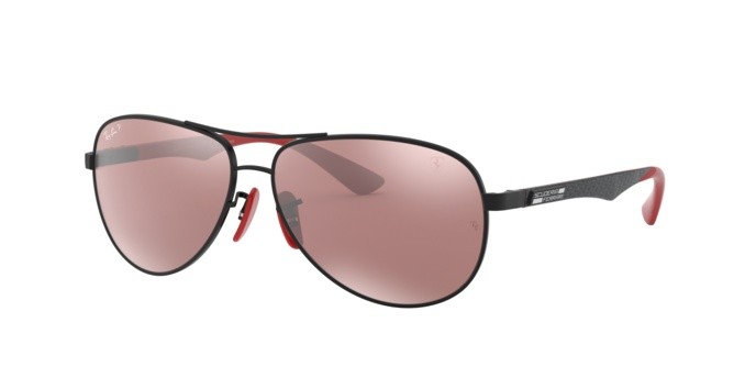 Sonnenbrillen Ray-Ban Scuderia Ferrari Collection RB 8313M (F002H2) farbe matte black form aviator gläser purple mir silver polar