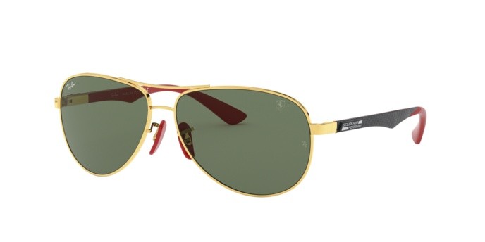 Sonnenbrillen Ray-Ban Scuderia Ferrari Collection RB 8313M (F00871) farbe gold form aviator gläser green