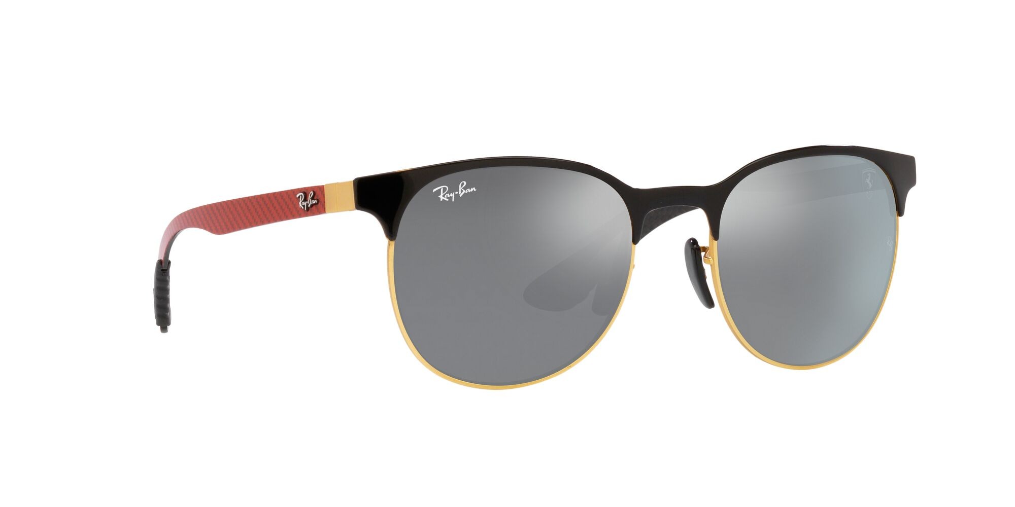 Sonnenbrillen Ray-Ban Scuderia Ferrari RB 8327M (F0816G) farbe black on matte arista form pantos gläser grigio sfumato argento a specchio