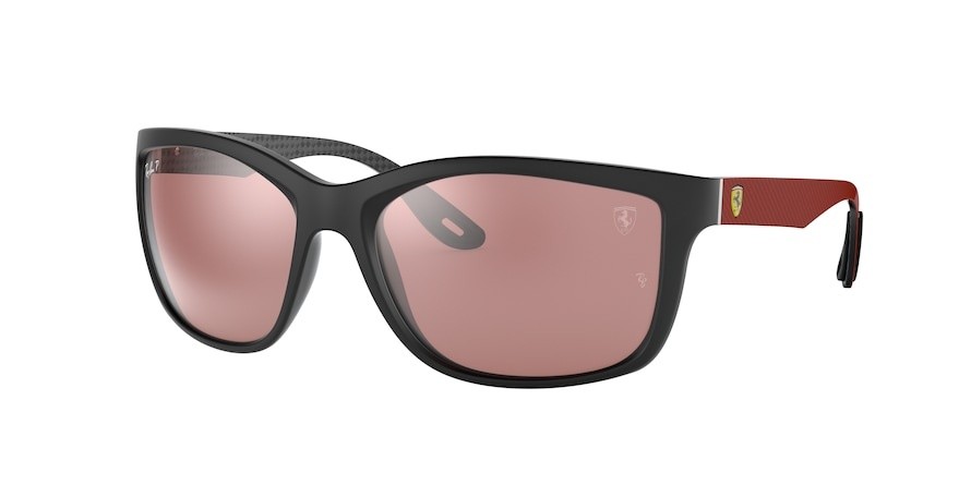 Sonnenbrillen Ray-Ban Scuderia Ferrari Collection RB 8356M (F647H2) farbe matte black form quadratisch gläser purple mir silver polar