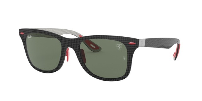 Sonnenbrillen Ray-Ban Scuderia Ferrari Collection RB 8395M (F05471) farbe mat carbon matt allutex form quadratisch gläser dark green