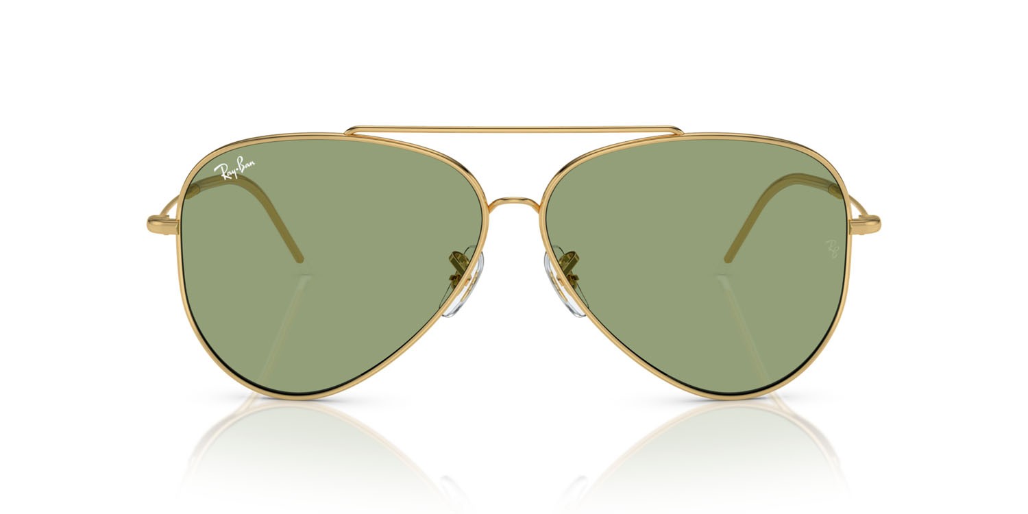Occhiali da sole Ray-Ban Aviator Reverse RB R0101S (001/82) colore oro forma aviator lenti verde