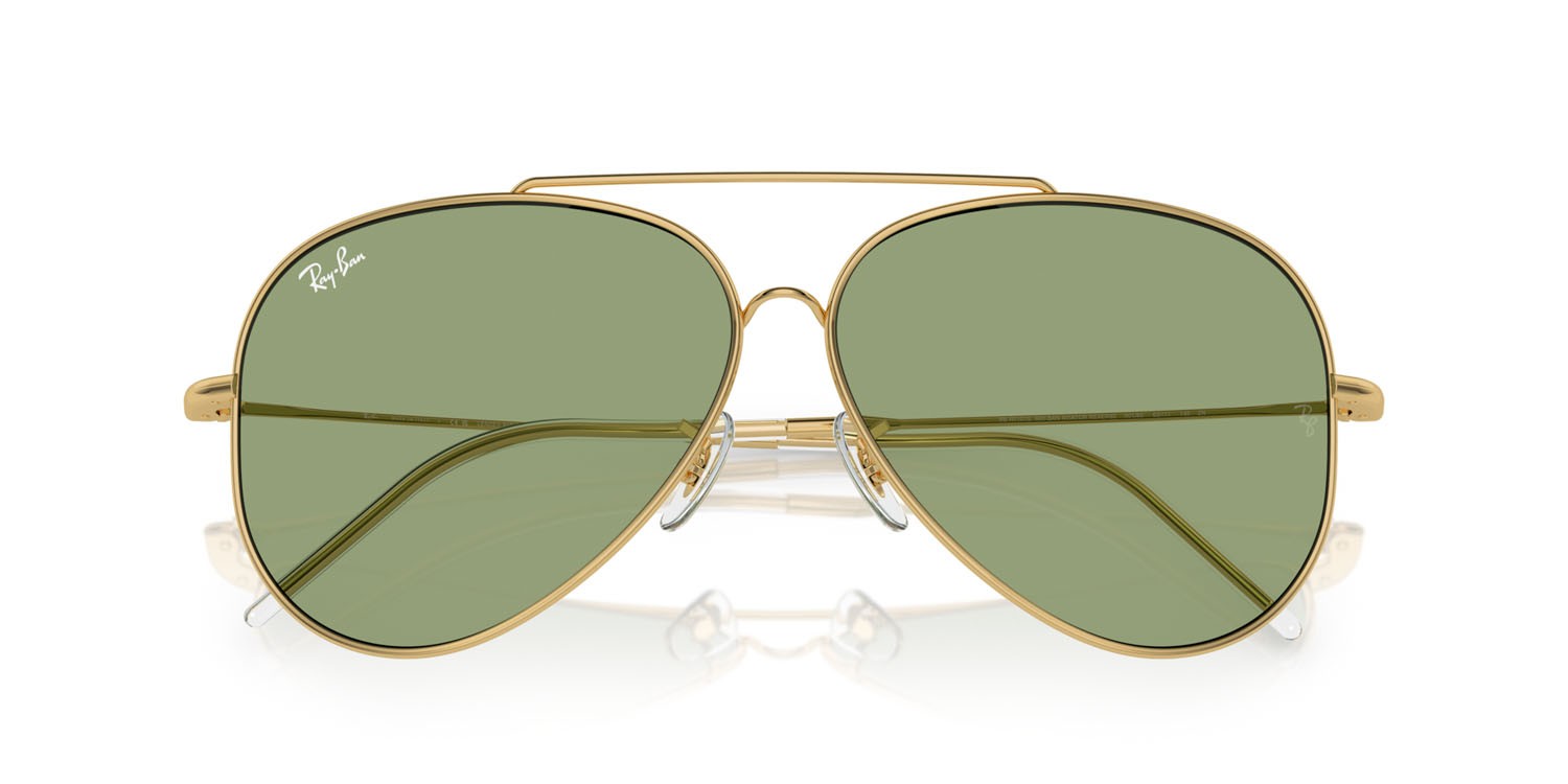Occhiali da sole Ray-Ban Aviator Reverse RB R0101S (001/82) colore oro forma aviator lenti verde