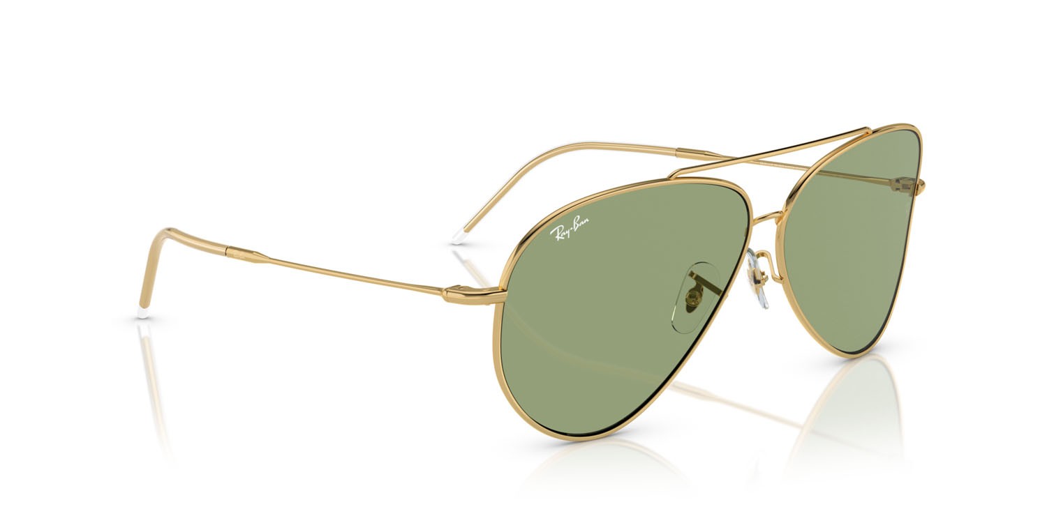 Occhiali da sole Ray-Ban Aviator Reverse RB R0101S (001/82) colore oro forma aviator lenti verde