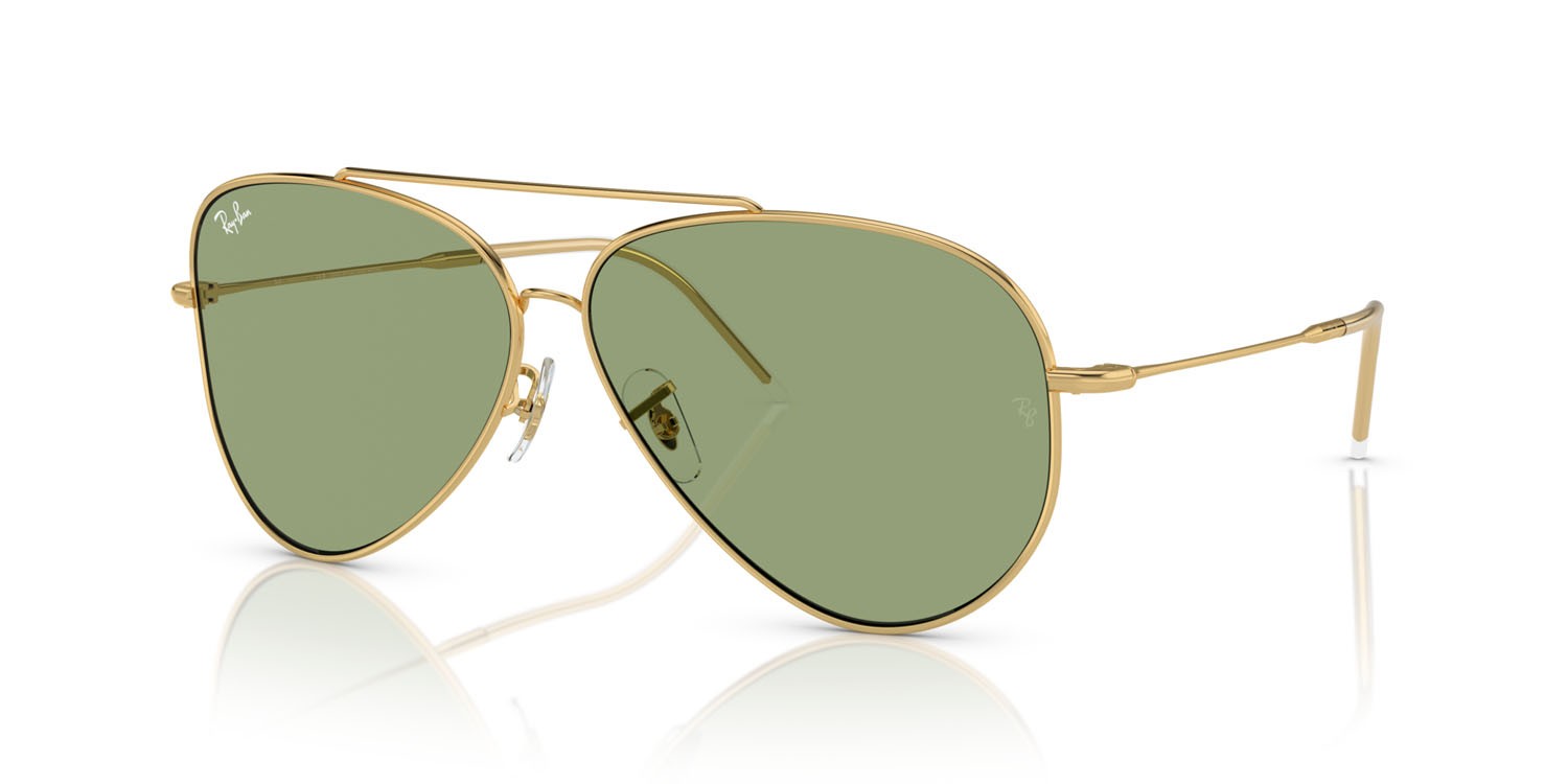 Occhiali da sole Ray-Ban Aviator Reverse RB R0101S (001/82) colore oro forma aviator lenti verde