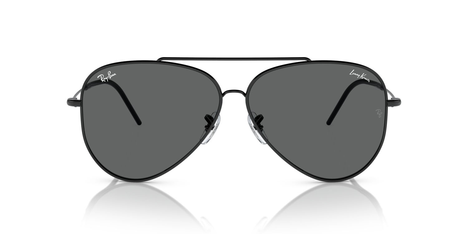 Occhiali da sole Ray-Ban Aviator Reverse Lenny Kravitz RB R0101S (002/GR) colore nero forma aviator lenti grigio scuro