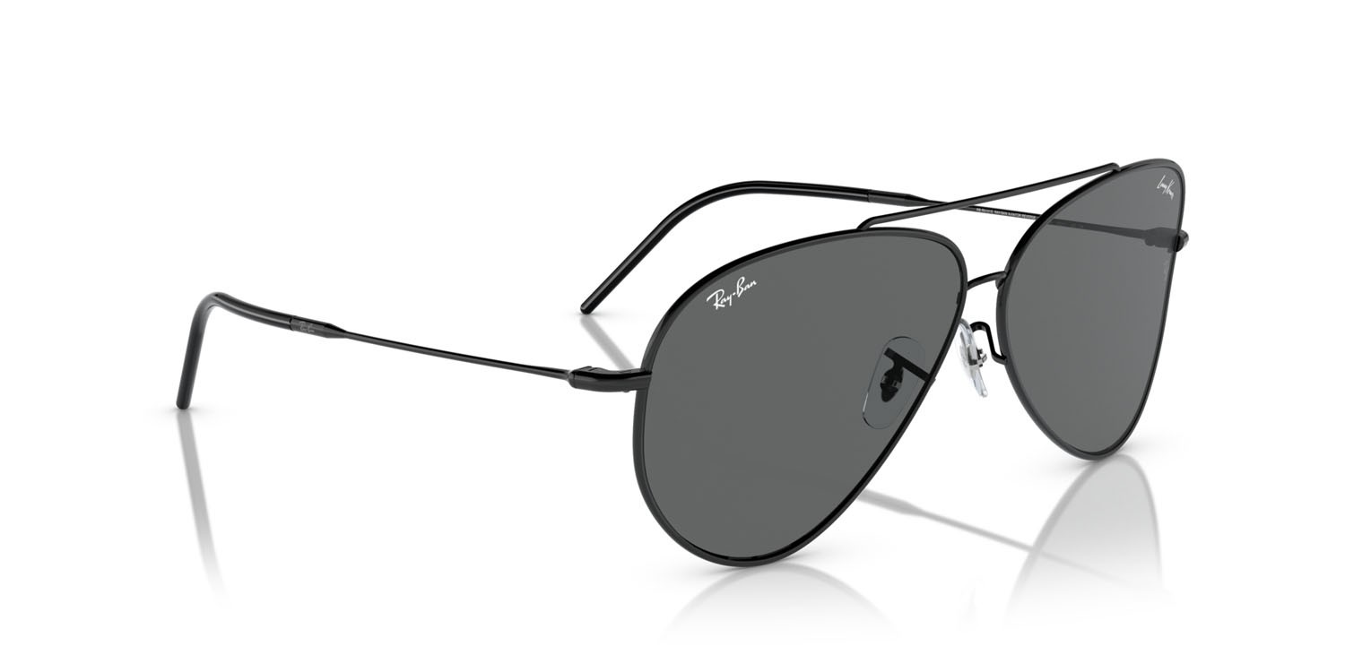 Occhiali da sole Ray-Ban Aviator Reverse Lenny Kravitz RB R0101S (002/GR) colore nero forma aviator lenti grigio scuro