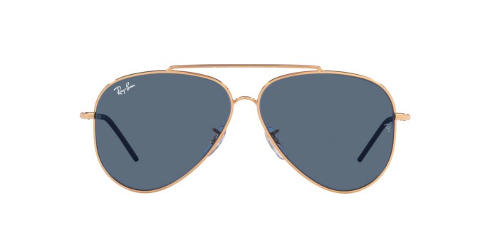 Sunglasses Ray-Ban Aviator Reverse RB R0101S (92023A) color oro rosé shape aviator lenses blu